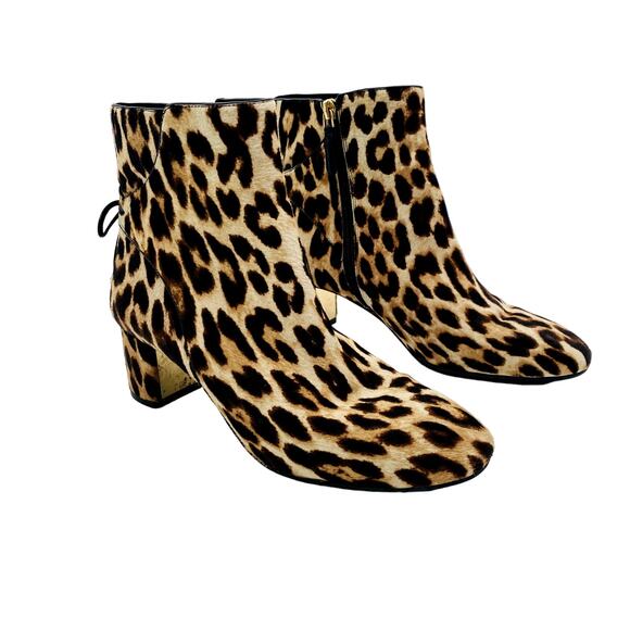 Tory Burch Women's Laila Leopard Print Calf Hair Booties - Picture 1 of 7